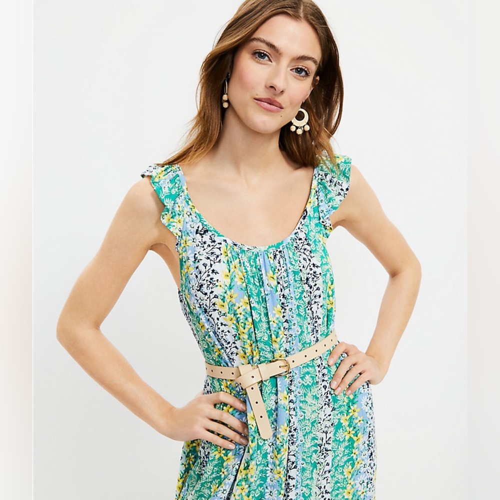 Loft Floral Ruffle Strap Midi Dress NWOT (still on sale online)